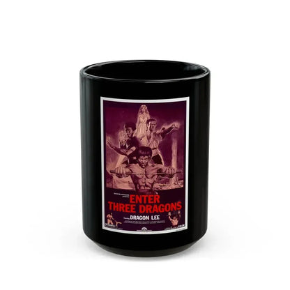 ENTER THREE DRAGONS 1978 Movie Poster - Black Coffee Mug 15oz - Go Mug Yourself