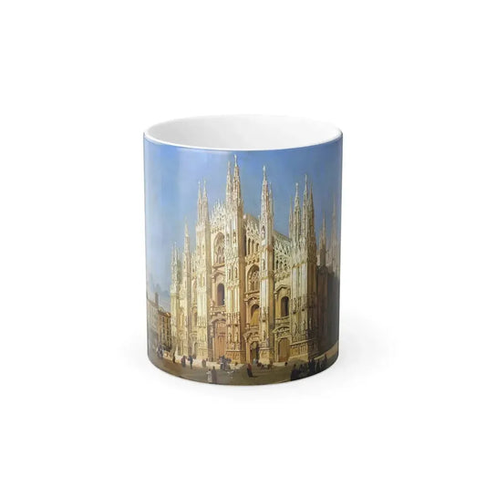 Entourage de Giovanni Migliara (1785-1837) View of the Dome, Milan - Oil on Paper laid down on Canvas - Color Changing Mug 11oz 11oz - Go Mug Yourself