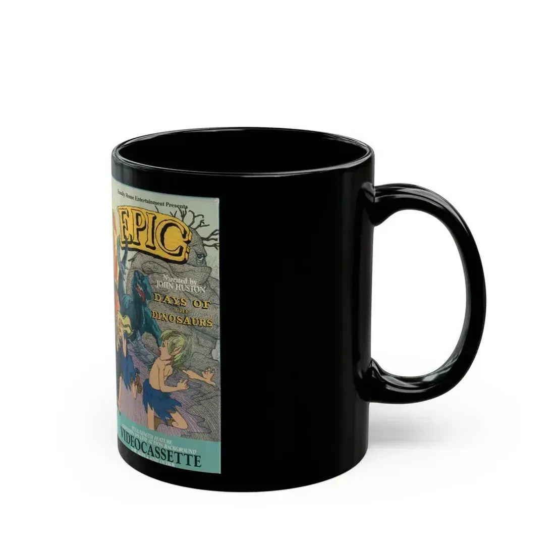 EPIC DAYS OF THE DINOSAURS (VHS COVER) - Black Coffee Mug - Go Mug Yourself