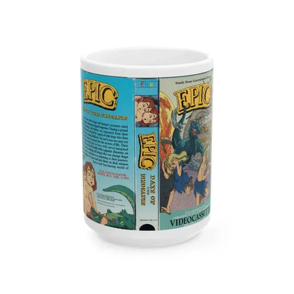 EPIC DAYS OF THE DINOSAURS (VHS COVER) - White Coffee Mug 15oz - Go Mug Yourself