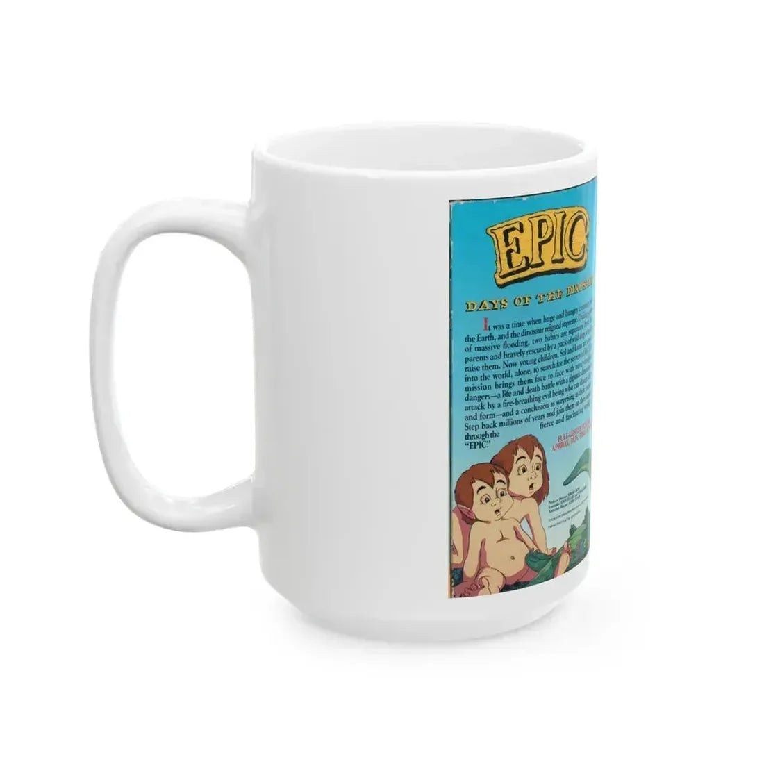 EPIC DAYS OF THE DINOSAURS (VHS COVER) - White Coffee Mug - Go Mug Yourself