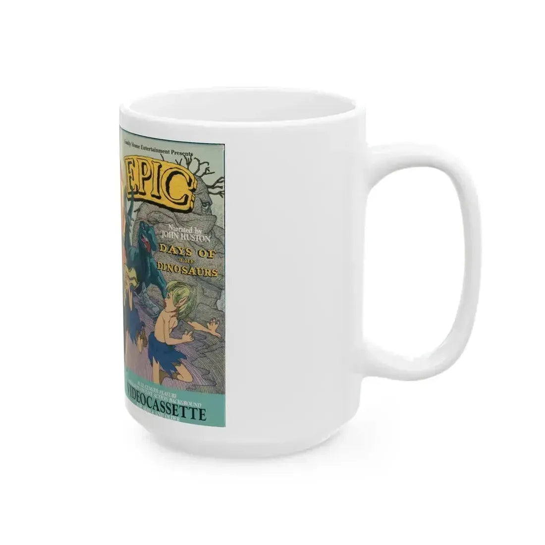 EPIC DAYS OF THE DINOSAURS (VHS COVER) - White Coffee Mug - Go Mug Yourself