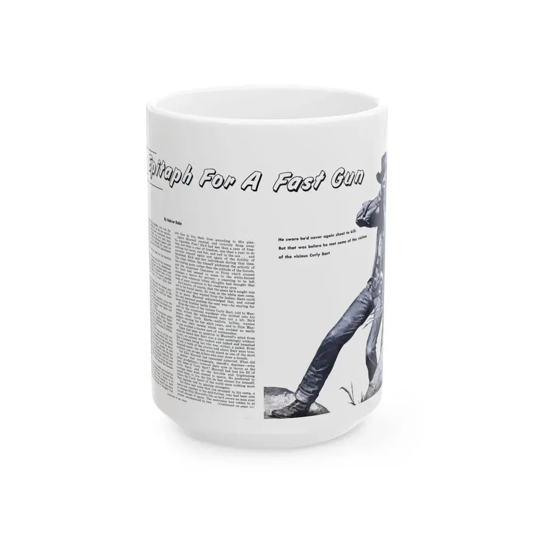 Epitaph For A Fast Gun, Bluebook for Men, February 1961 - White Coffee Mug 15oz - Go Mug Yourself