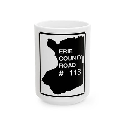 Erie County 118 NY (New York) (Road Sign) White Coffee Mug 15oz - Go Mug Yourself