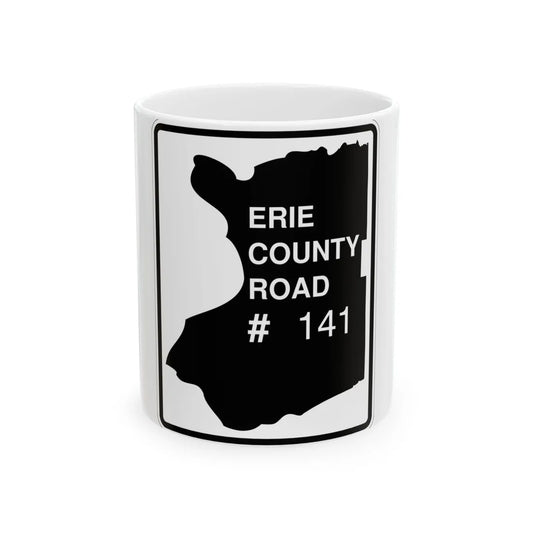 Erie County 141 NY (New York) (Road Sign) White Coffee Mug 11oz - Go Mug Yourself