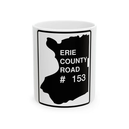 Erie County 153 NY (New York) (Road Sign) White Coffee Mug 11oz - Go Mug Yourself