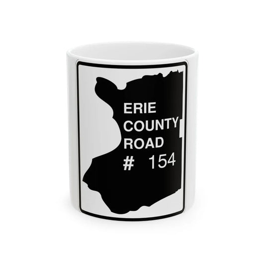 Erie County 154 NY (New York) (Road Sign) White Coffee Mug 11oz - Go Mug Yourself
