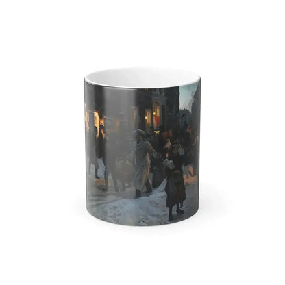 Erik Henningsen (1855-1930) Christmas Time, Copenhagen - Oil on Canvas 1890 - Color Changing Mug 11oz 11oz - Go Mug Yourself