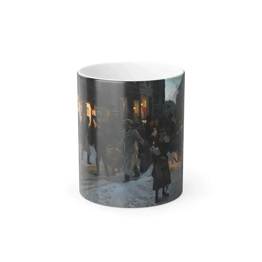 Erik Henningsen (1855-1930) Christmas Time, Copenhagen - Oil on Canvas 1890 - Color Changing Mug 11oz 11oz - Go Mug Yourself