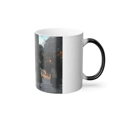 Erik Henningsen (1855-1930) Christmas Time, Copenhagen - Oil on Canvas 1890 - Color Changing Mug 11oz - Go Mug Yourself