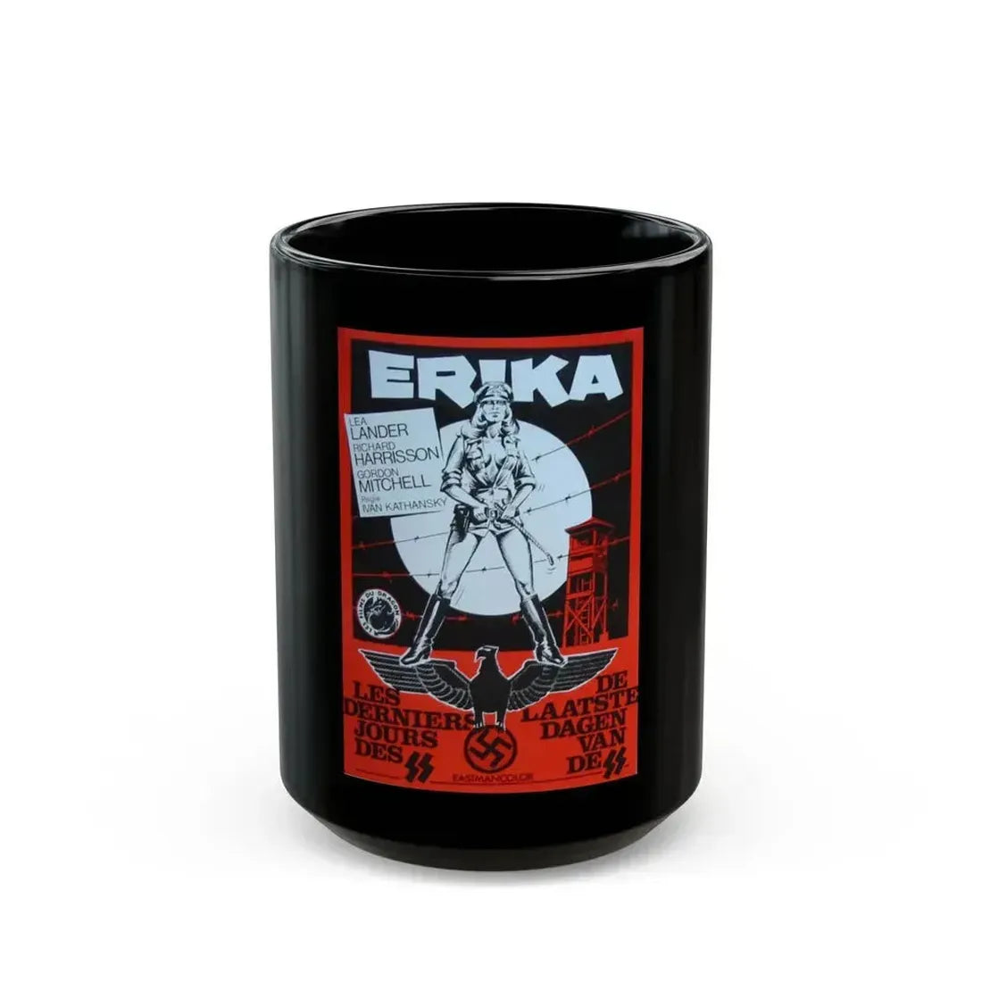 ERIKA (ACHTUNG DESERT TIGERS) 1977 Movie Poster - Black Coffee Mug 15oz - Go Mug Yourself