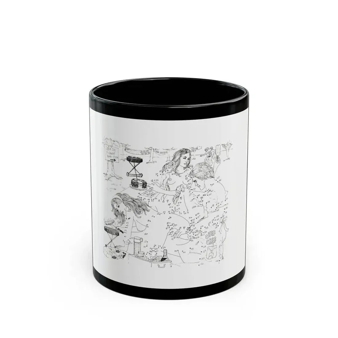 Erotic Connect-the-Dots Illustration - Black Coffee Mug 11oz - Go Mug Yourself