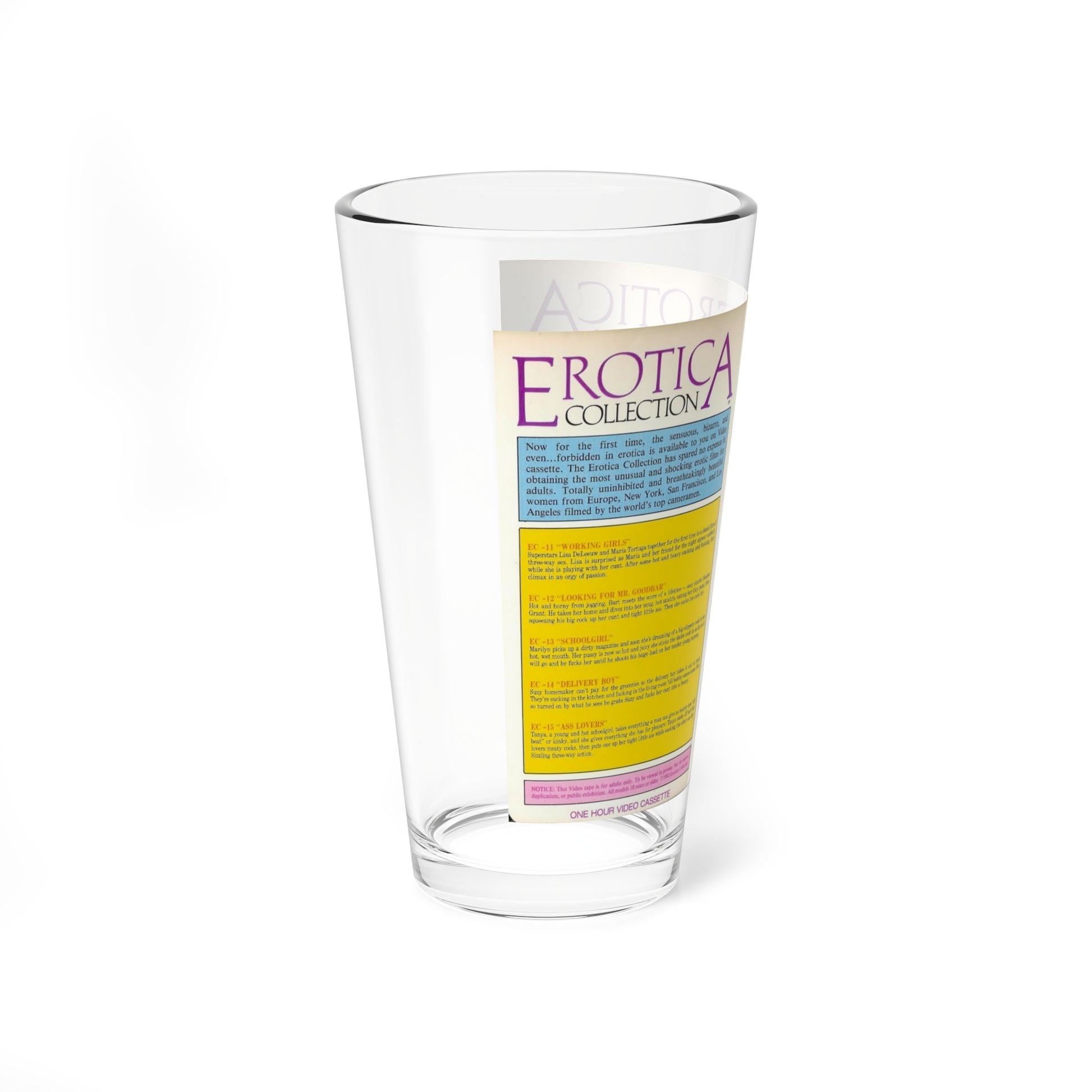 EROTICA COLLECTION (VHS COVER) Pint Glass 16oz-Go Mug Yourself