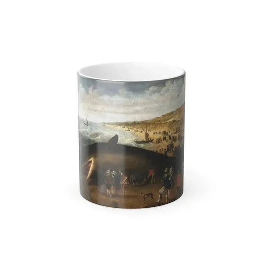 Esaias van de Velde (1587-1630) The Whale Beached between Scheveningen and Katwijk, with Elegant Sightse-0 - Color Changing Mug 11oz 11oz - Go Mug Yourself