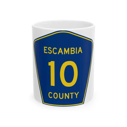 Escambia County 10 (Florida) (Road Sign) White Coffee Mug 11oz - Go Mug Yourself
