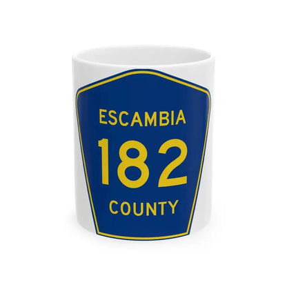 Escambia County 182 (Florida) (Road Sign) White Coffee Mug 11oz - Go Mug Yourself