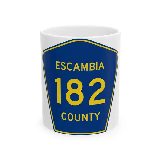 Escambia County 182 (Florida) (Road Sign) White Coffee Mug 11oz - Go Mug Yourself
