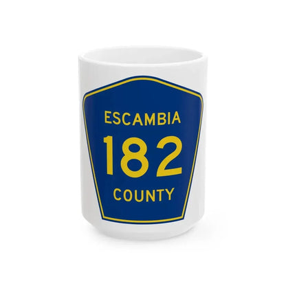 Escambia County 182 (Florida) (Road Sign) White Coffee Mug 15oz - Go Mug Yourself