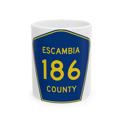 Escambia County 186 (Florida) (Road Sign) White Coffee Mug 11oz - Go Mug Yourself