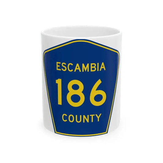 Escambia County 186 (Florida) (Road Sign) White Coffee Mug 11oz - Go Mug Yourself