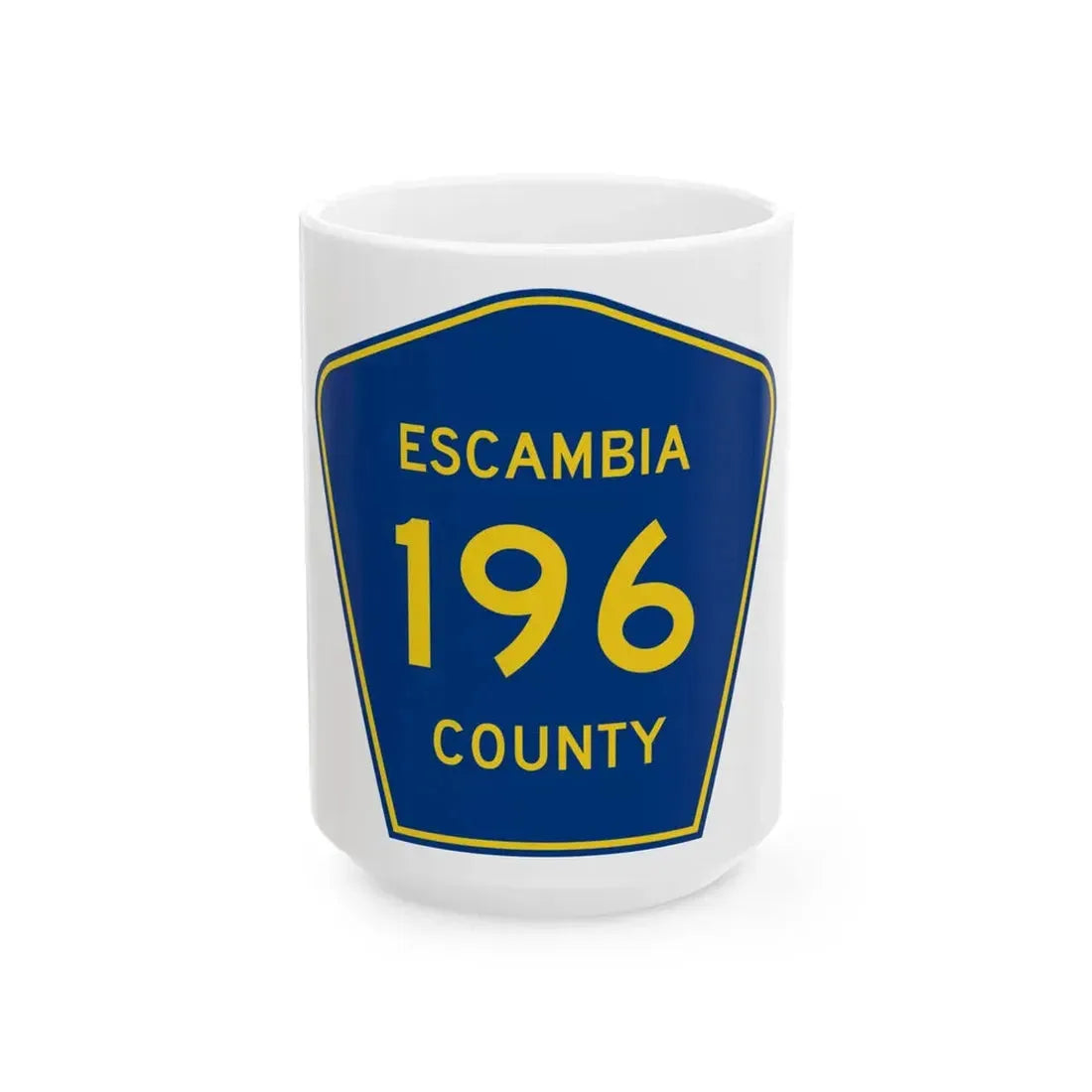 Escambia County 196 (Florida) (Road Sign) White Coffee Mug 15oz - Go Mug Yourself