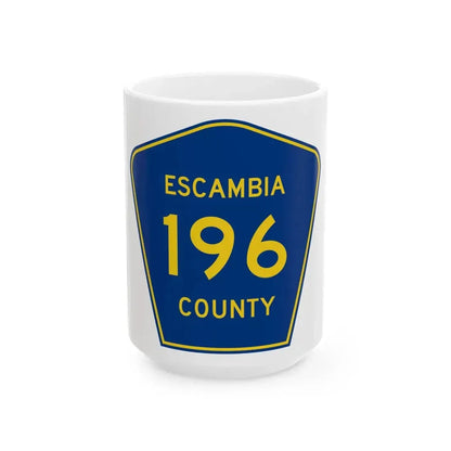 Escambia County 196 (Florida) (Road Sign) White Coffee Mug 15oz - Go Mug Yourself