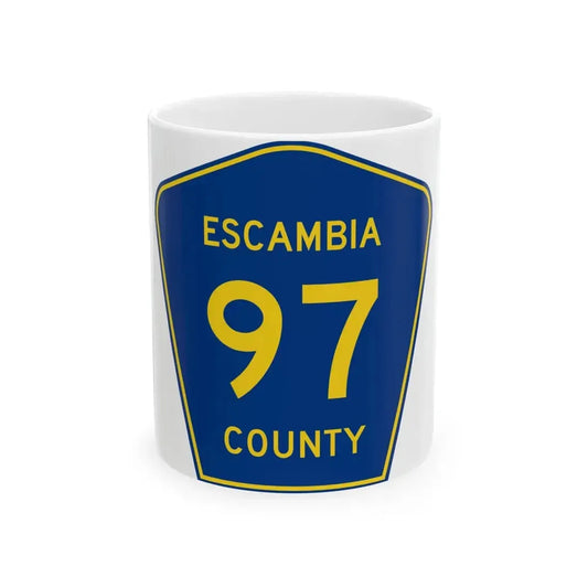 Escambia County 97 (Florida) (Road Sign) White Coffee Mug 11oz - Go Mug Yourself