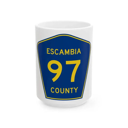 Escambia County 97 (Florida) (Road Sign) White Coffee Mug 15oz - Go Mug Yourself