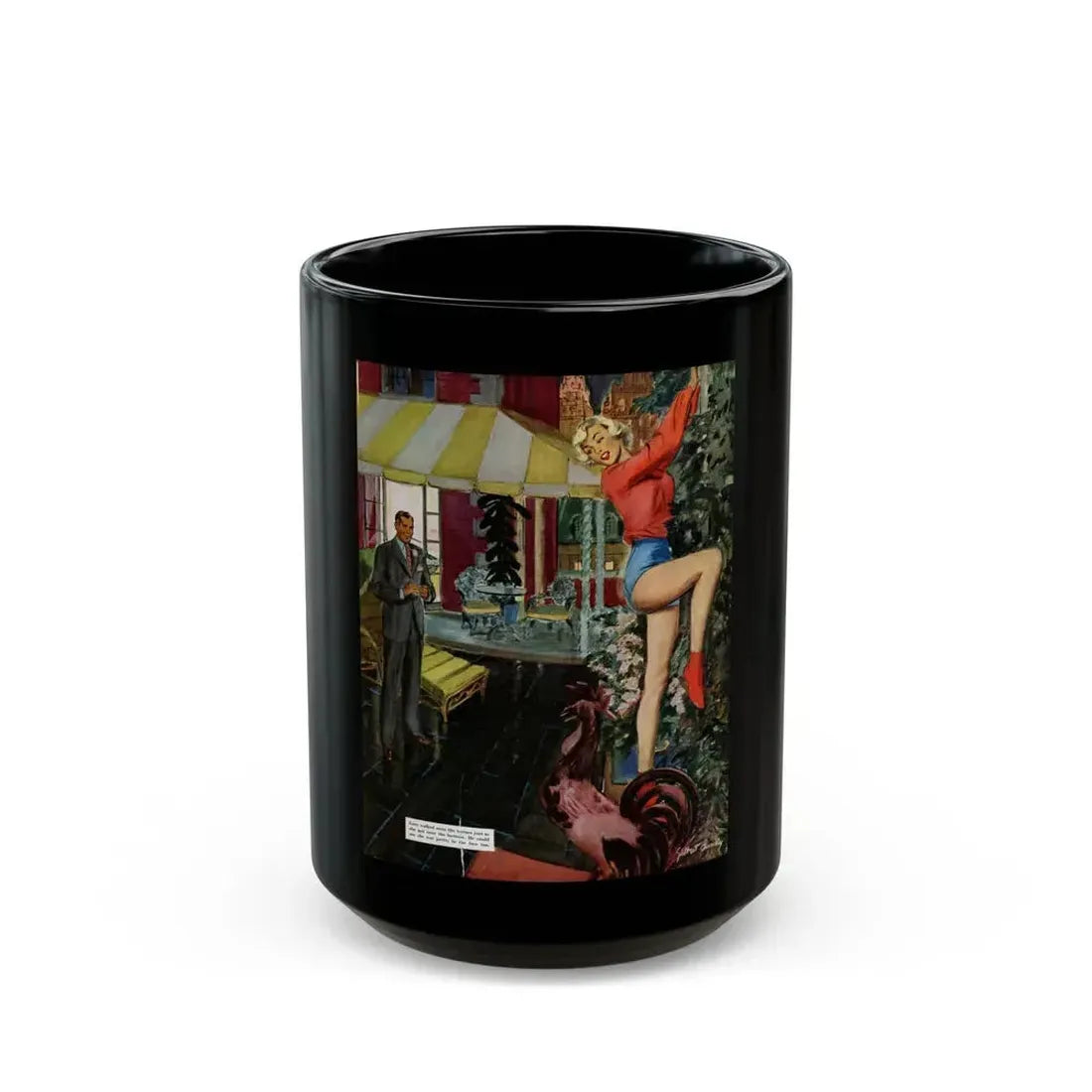Escapade, The Saturday Evening Post illustration, 1949 - Black Coffee Mug 15oz - Go Mug Yourself