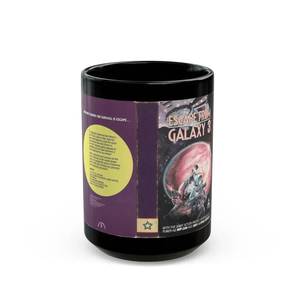 ESCAPE FROM GALAXY 3 (VHS COVER) - Black Coffee Mug 15oz - Go Mug Yourself