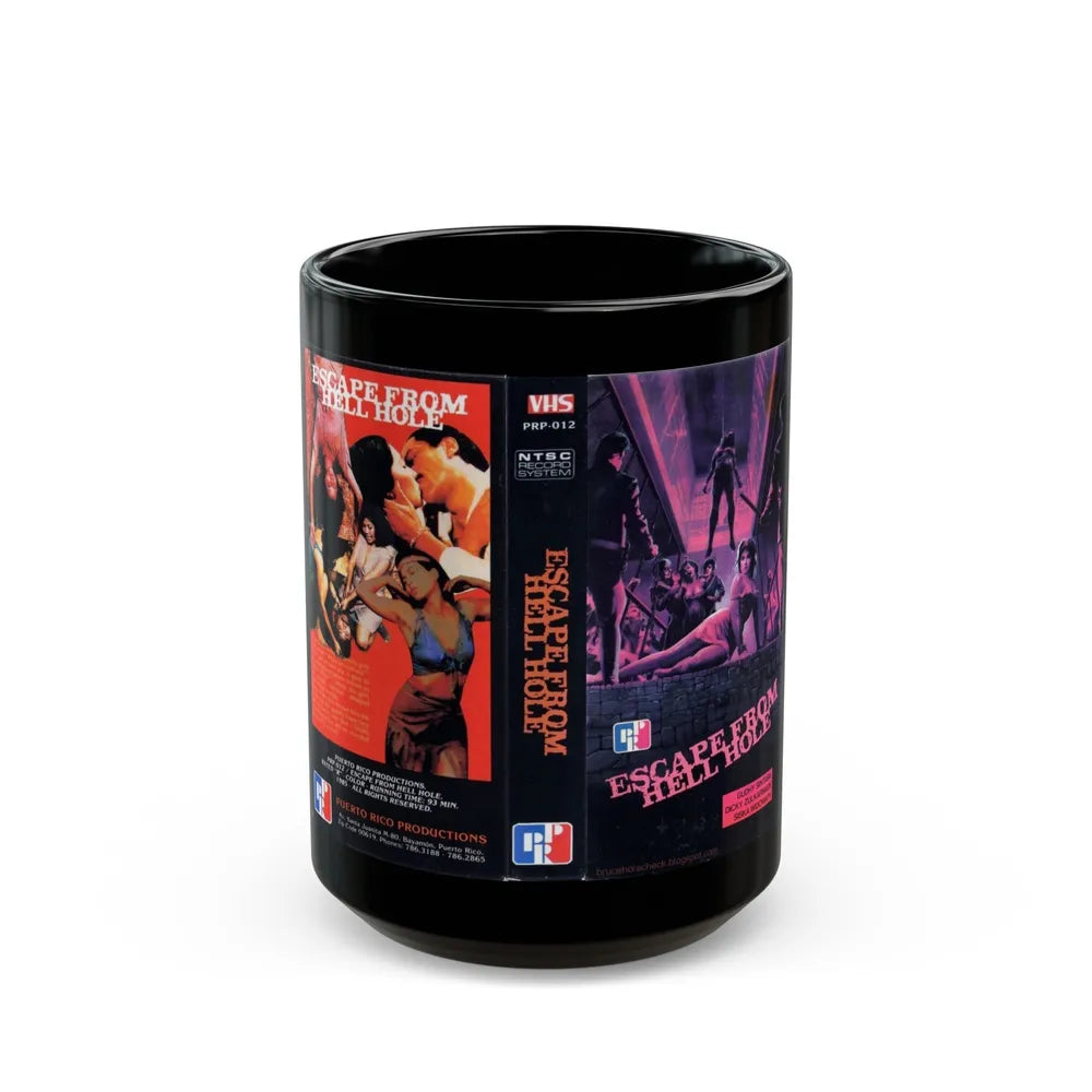 ESCAPE FROM HELL HOLE (VHS COVER) - Black Coffee Mug-15oz-Go Mug Yourself