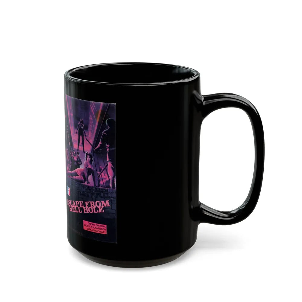 ESCAPE FROM HELL HOLE (VHS COVER) - Black Coffee Mug-Go Mug Yourself