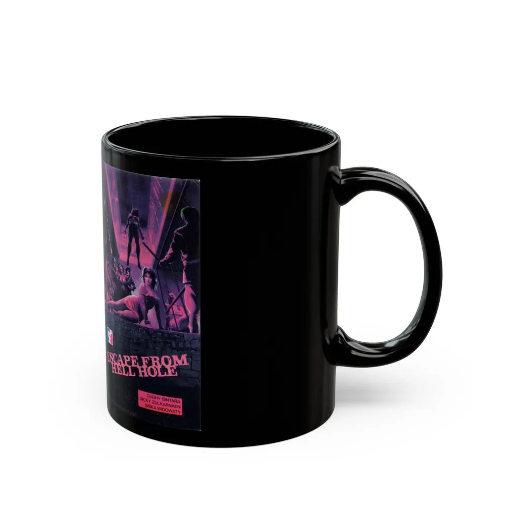 ESCAPE FROM HELL HOLE (VHS COVER) - Black Coffee Mug-Go Mug Yourself