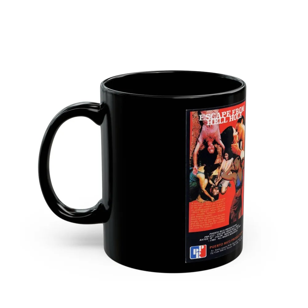 ESCAPE FROM HELL HOLE (VHS COVER) - Black Coffee Mug-Go Mug Yourself