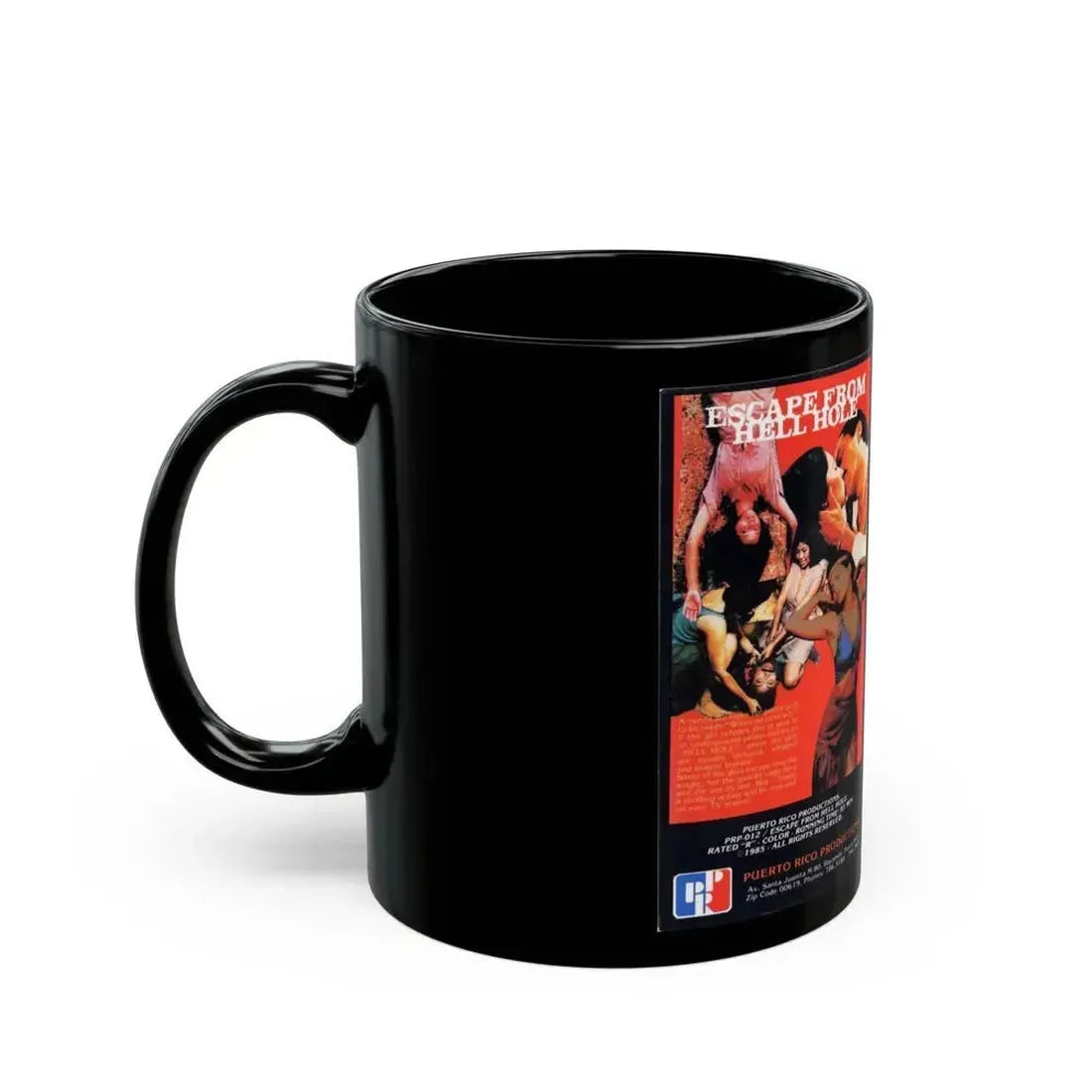 ESCAPE FROM HELL HOLE (VHS COVER) - Black Coffee Mug - Go Mug Yourself