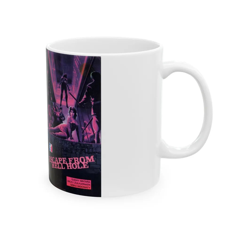 ESCAPE FROM HELL HOLE (VHS COVER) - White Coffee Mug-Go Mug Yourself