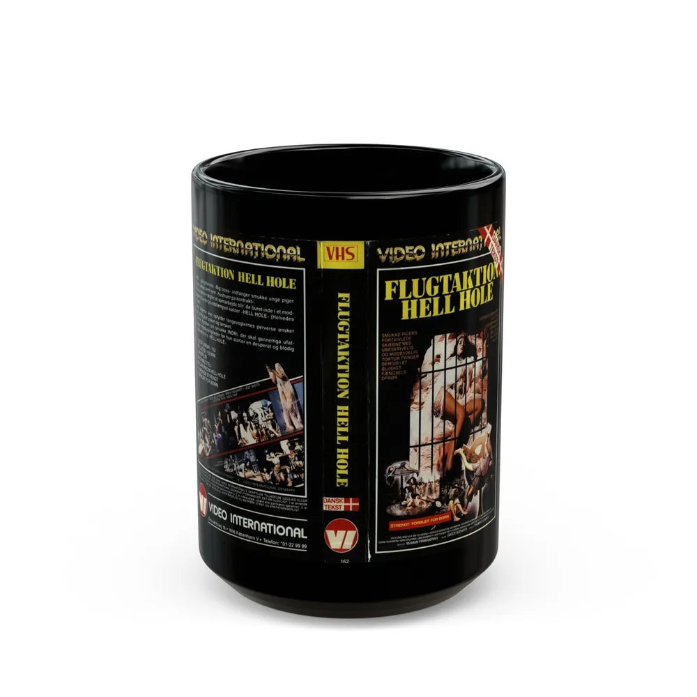 ESCAPE FROM HELL HOLE VIDEO INTERNATIONAL (VHS COVER) - Black Coffee Mug-15oz-Go Mug Yourself