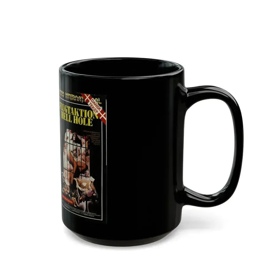 ESCAPE FROM HELL HOLE VIDEO INTERNATIONAL (VHS COVER) - Black Coffee Mug - Go Mug Yourself