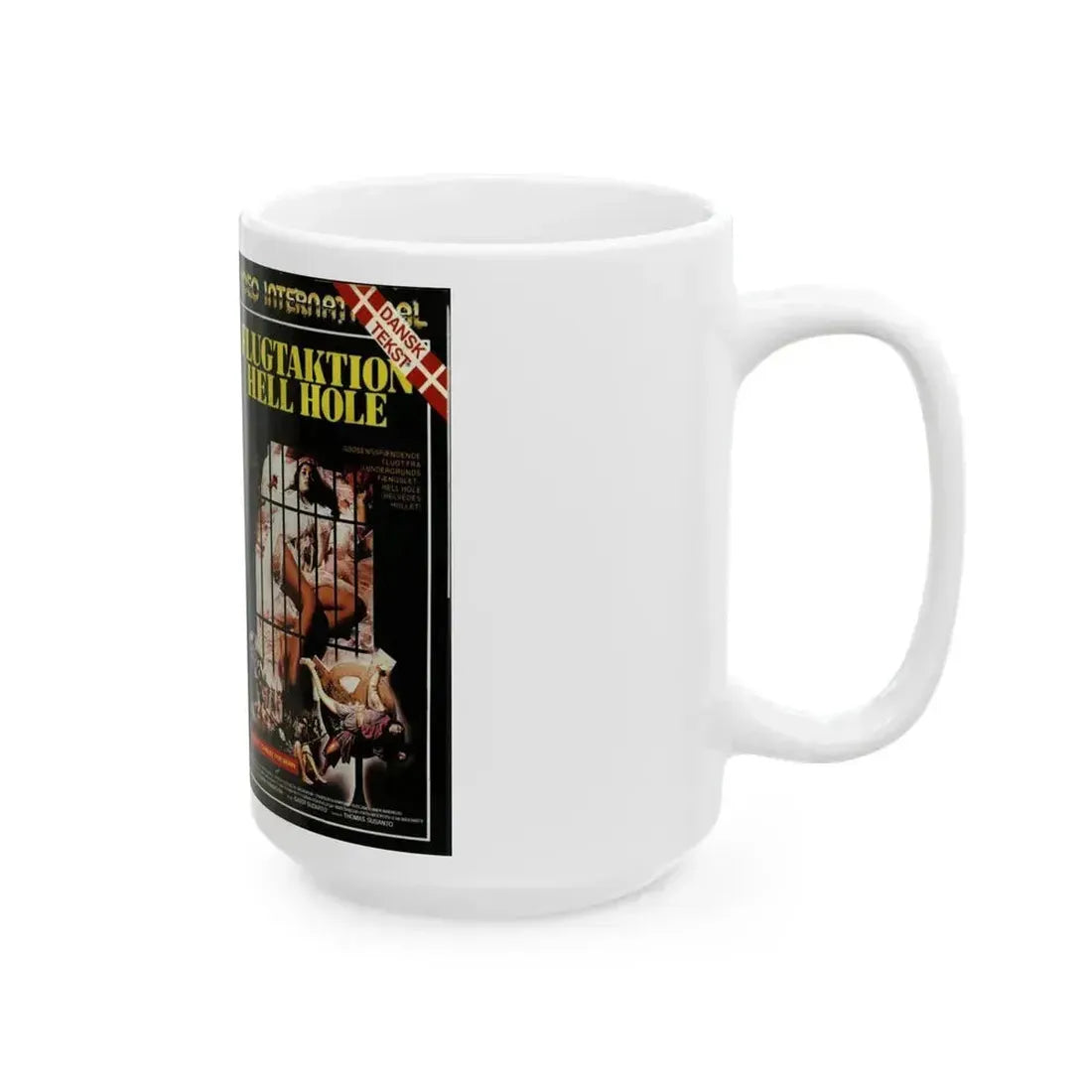 ESCAPE FROM HELL HOLE VIDEO INTERNATIONAL (VHS COVER) - White Coffee Mug - Go Mug Yourself