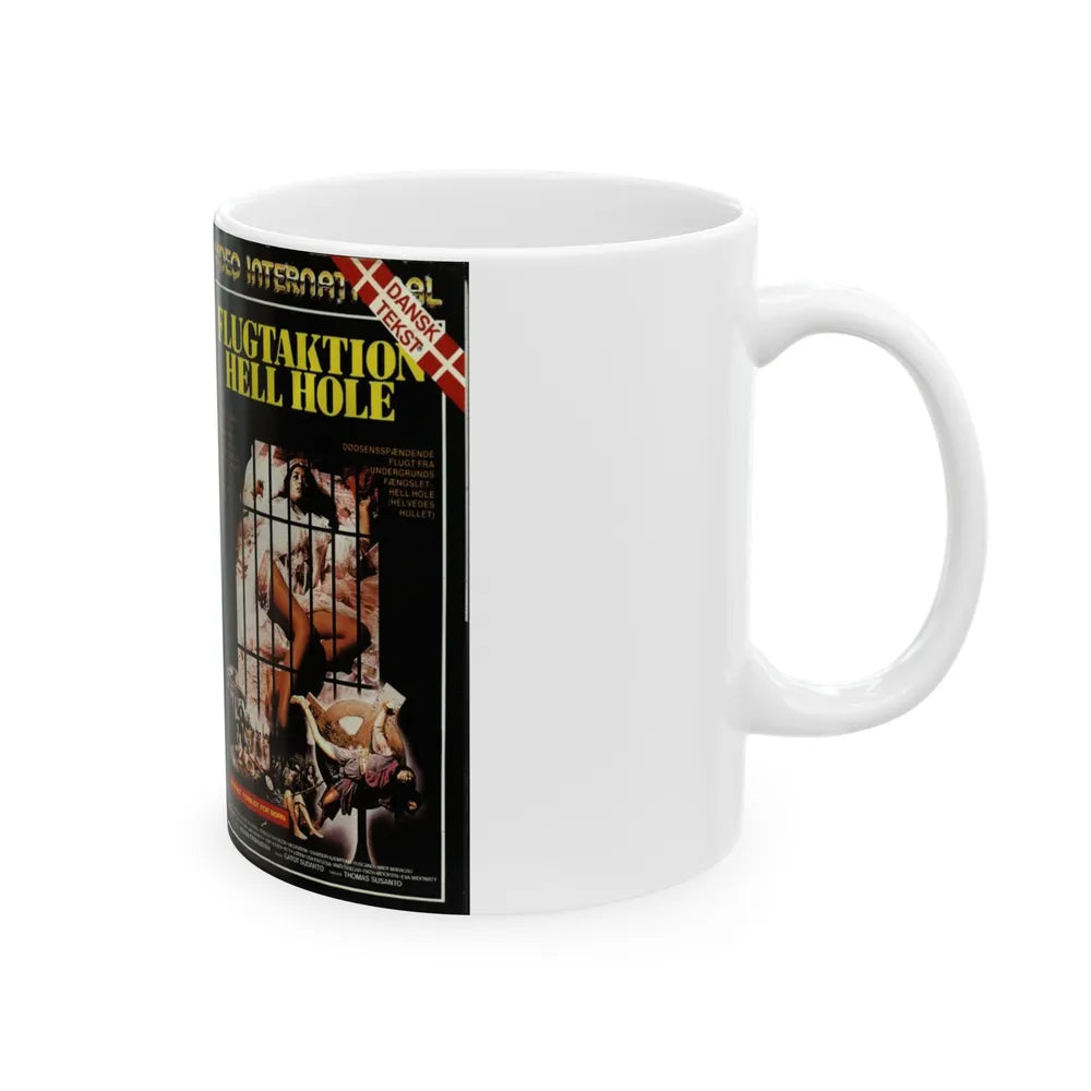 ESCAPE FROM HELL HOLE VIDEO INTERNATIONAL (VHS COVER) - White Coffee Mug-Go Mug Yourself