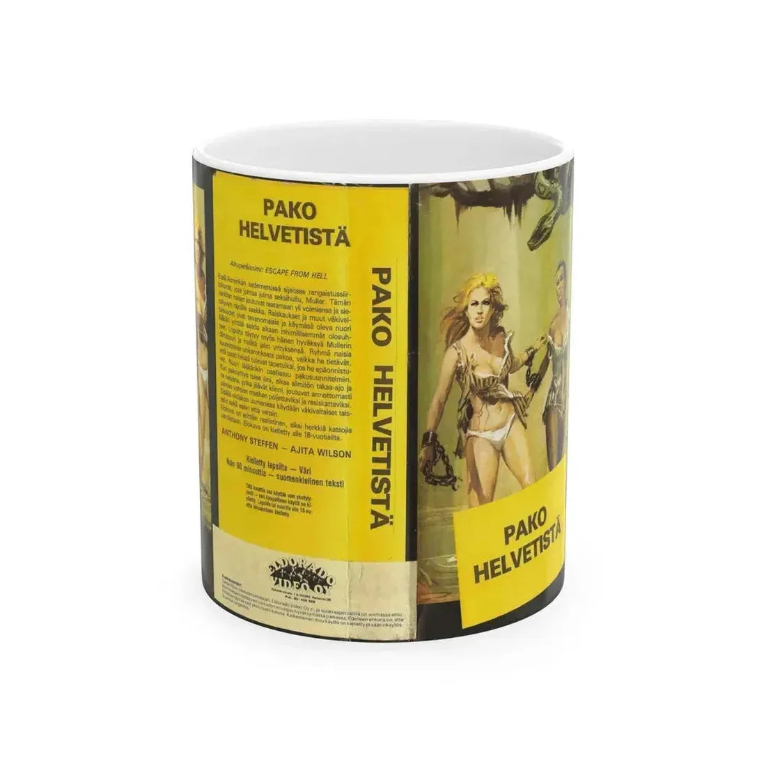 ESCAPE FROM HELL (VHS COVER) - White Coffee Mug 11oz - Go Mug Yourself