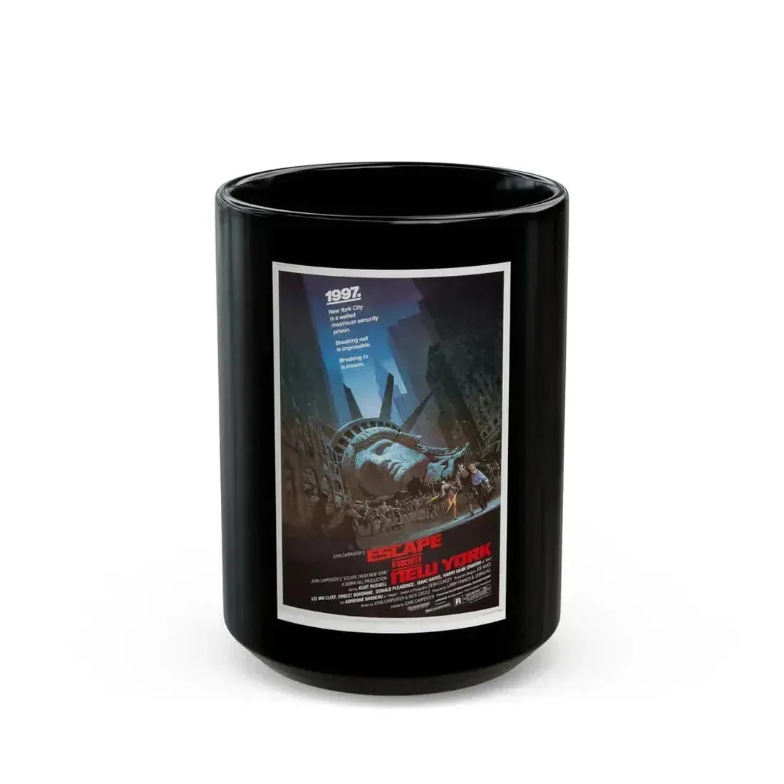 ESCAPE FROM NEW YORK 1981 Movie Poster - Black Coffee Mug 15oz - Go Mug Yourself