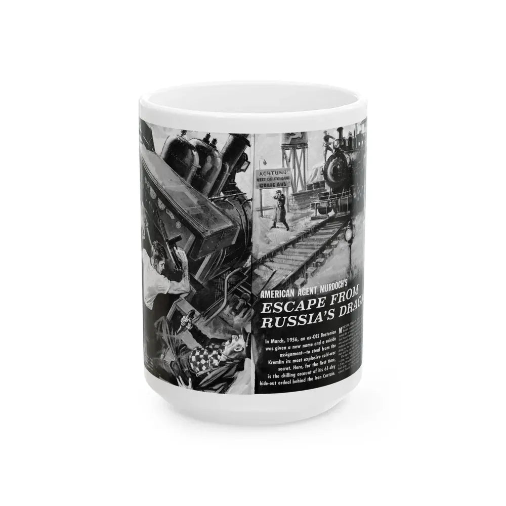 Escape From Russia's Dragnet, Bluebook Magazine, August 1963 - White Coffee Mug 15oz - Go Mug Yourself