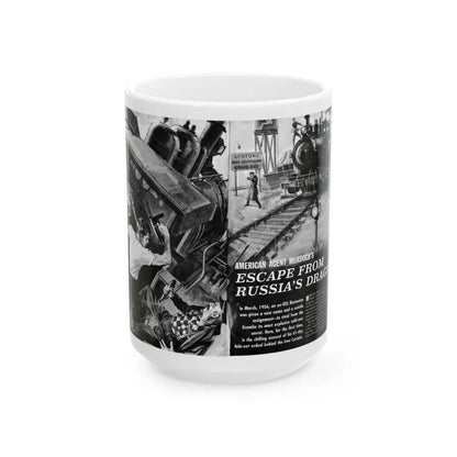 Escape From Russia's Dragnet, Bluebook Magazine, August 1963 - White Coffee Mug 15oz - Go Mug Yourself