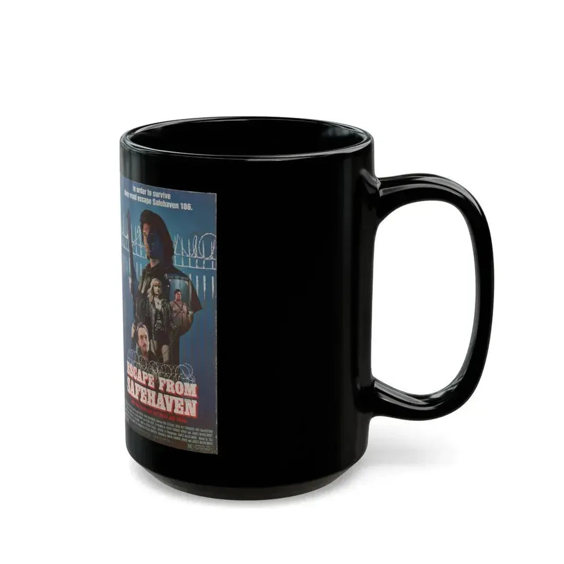 ESCAPE FROM SAFEHAVEN (VHS COVER) - Black Coffee Mug - Go Mug Yourself
