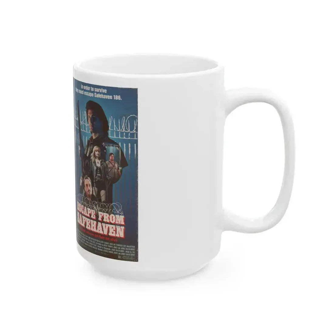 ESCAPE FROM SAFEHAVEN (VHS COVER) - White Coffee Mug - Go Mug Yourself