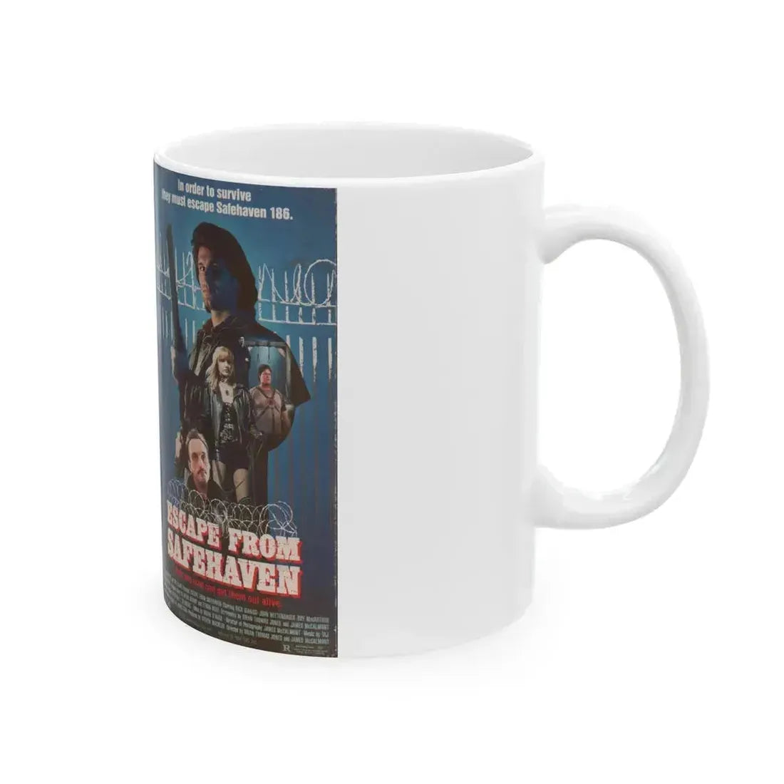 ESCAPE FROM SAFEHAVEN (VHS COVER) - White Coffee Mug - Go Mug Yourself
