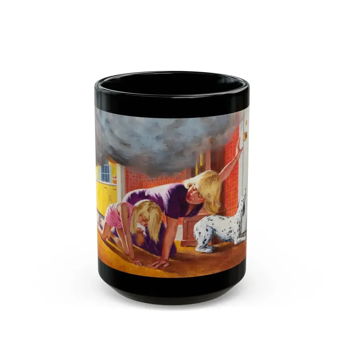 Escaping the Fire, NFPA advertisement - Black Coffee Mug 15oz - Go Mug Yourself