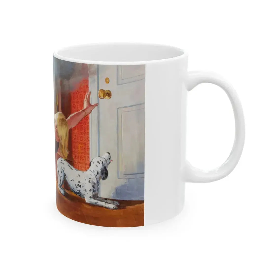 Escaping the Fire, NFPA advertisement - White Coffee Mug - Go Mug Yourself