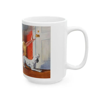 Escaping the Fire, NFPA advertisement - White Coffee Mug - Go Mug Yourself